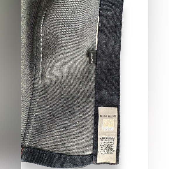 Vintage 1990s Dolce & Gabbana Denim Jacket Top with Red Leather Trim - Picture 9 of 10